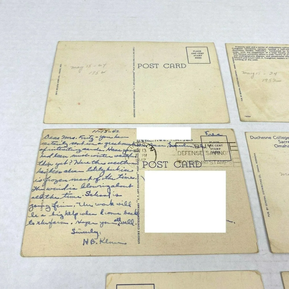 Vintage Lot of 6 Omaha Nebraska 1940s to 1950s USA Travel Postcards Fair‎ Cond.